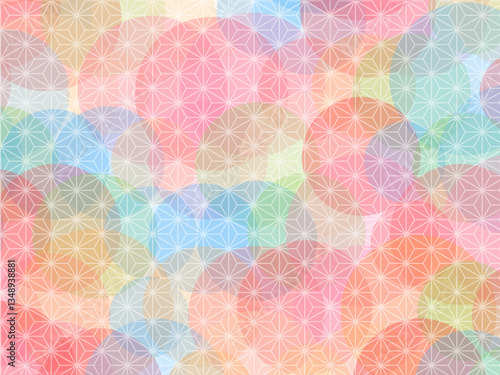 麻の葉模様の背景素材　カラフル