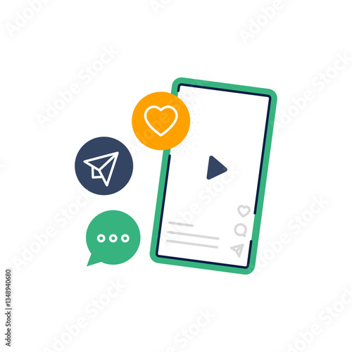 Social media scrolling. Unhealthy habits and addictions concept. Vector illustration on a white background.
