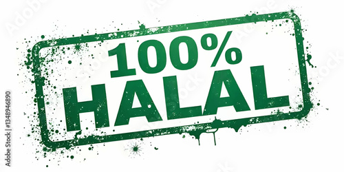 100 percent halal food sign, 100% halal food stamp, green halal food products label, natural product stamp, natural product label text