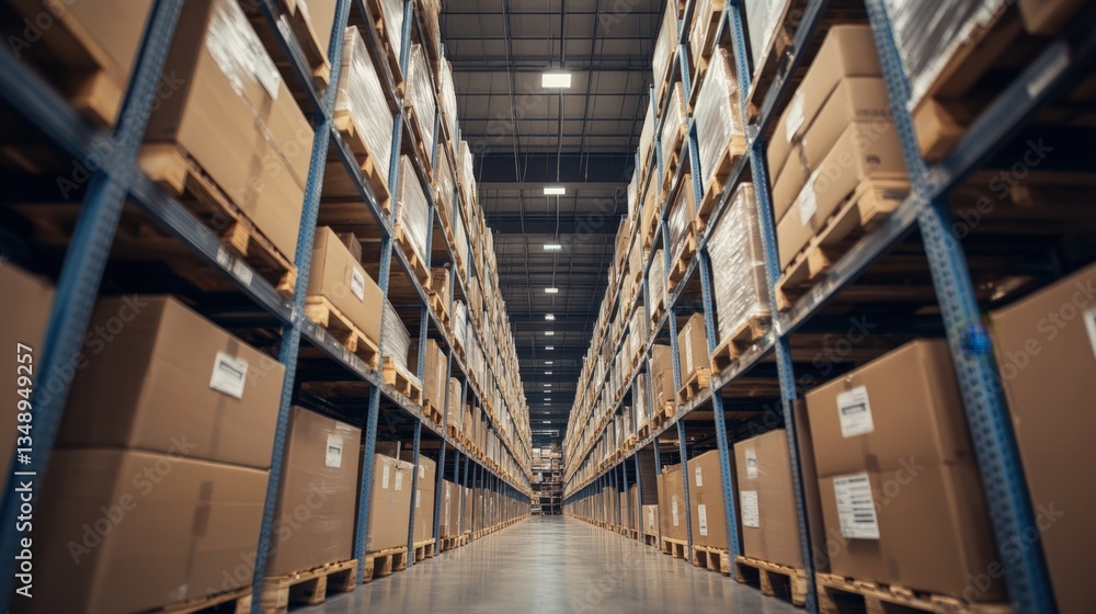 Warehouse Storage With Stacked Cardboard Boxes Warehouse Storage With Stacked Cardboard Boxes