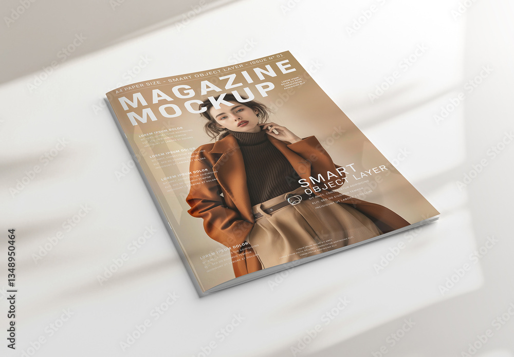 Magazine Cover With Editable Soft Shadows Mockup Stock Template | Adobe ...
