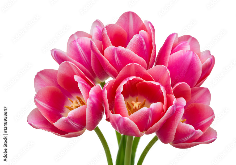 Obraz premium Pink Tulip Bouquet Soft Light Studio Shot. AI Generated