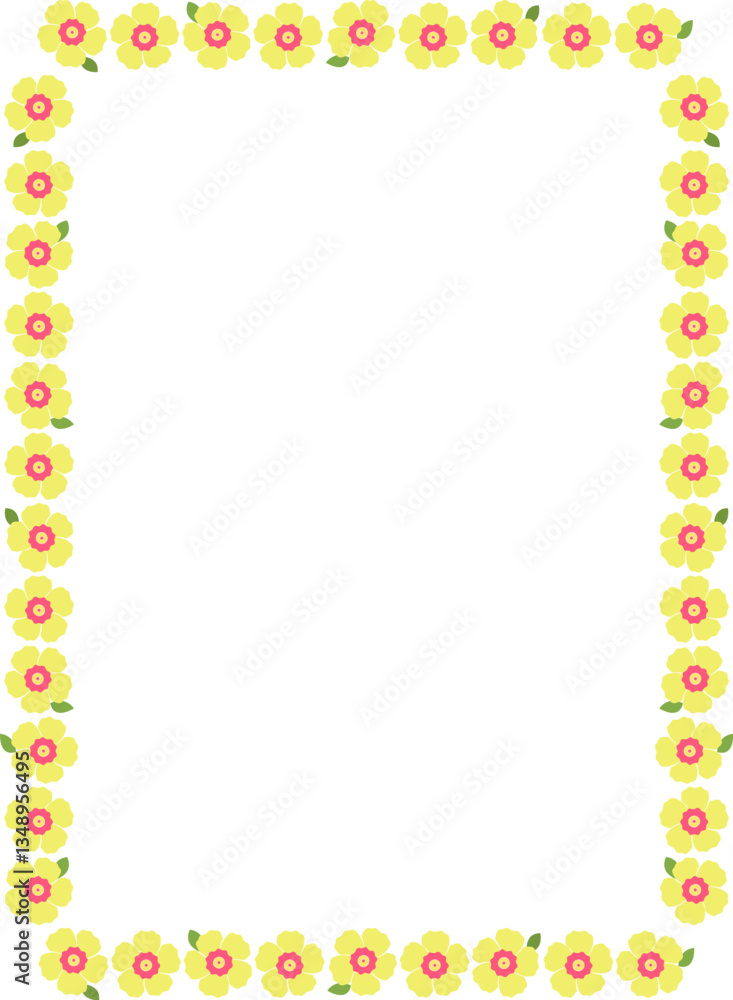 Rectangle frame with yellow flowers. Cute daisy empty frame box. Hand drawn vector element Rectangle frame with yellow flowers. Cute daisy empty frame box. Hand drawn vector element
