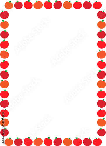 Red ripe apple fruit frame. Simple sweet fruits vector harvesting border. Free space for your text