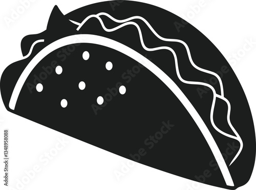 Traditional Mexican Taco Silhouette - Cinco de Mayo Food Vector Illustration
