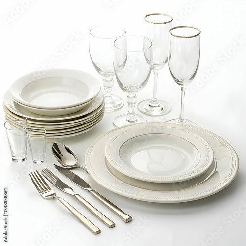 Wallpaper Mural Elegant Dinnerware  Glassware Set  HighRes Image isolated on white background Torontodigital.ca