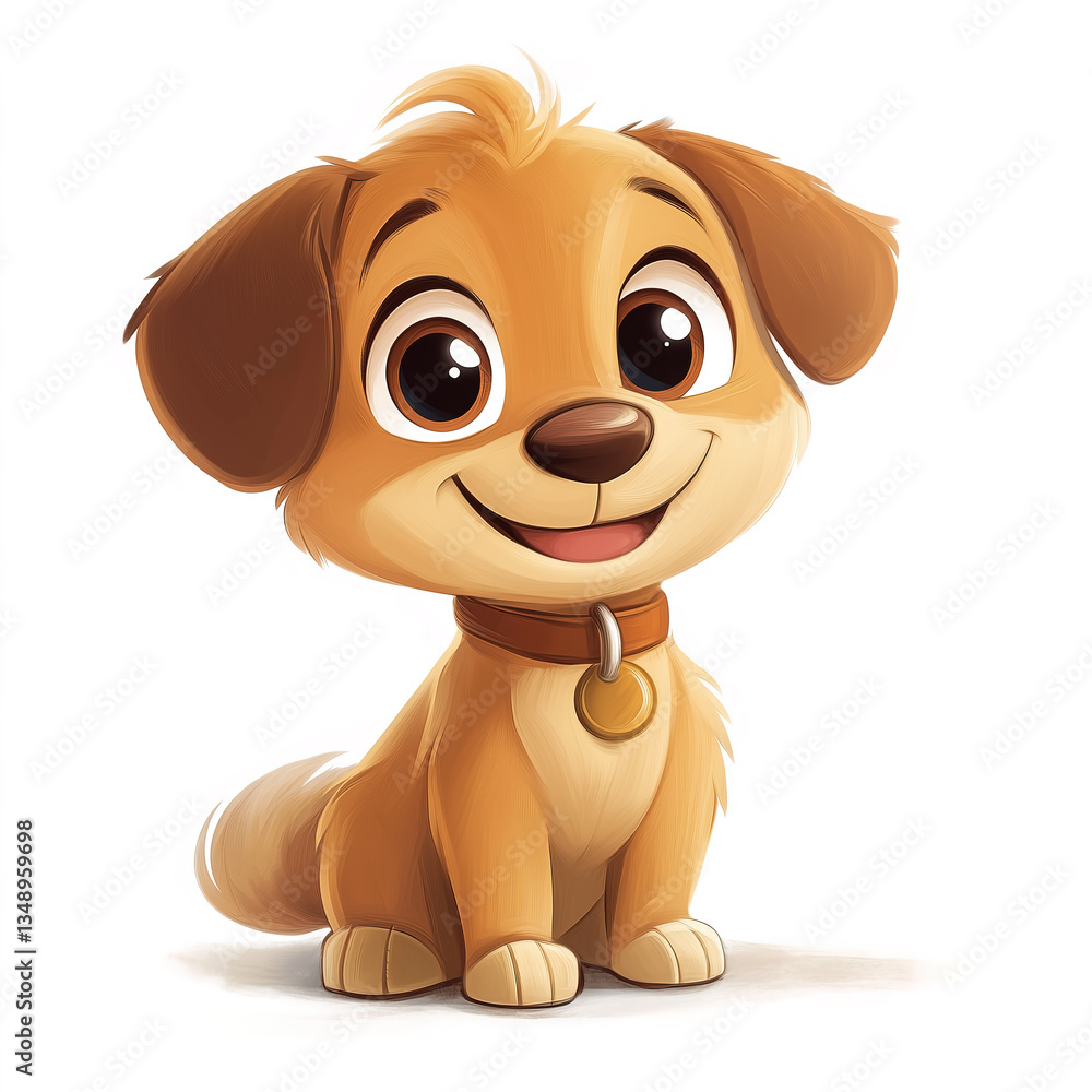 Fototapeta premium Joyful Cartoon Dog: Adorable Pet Character