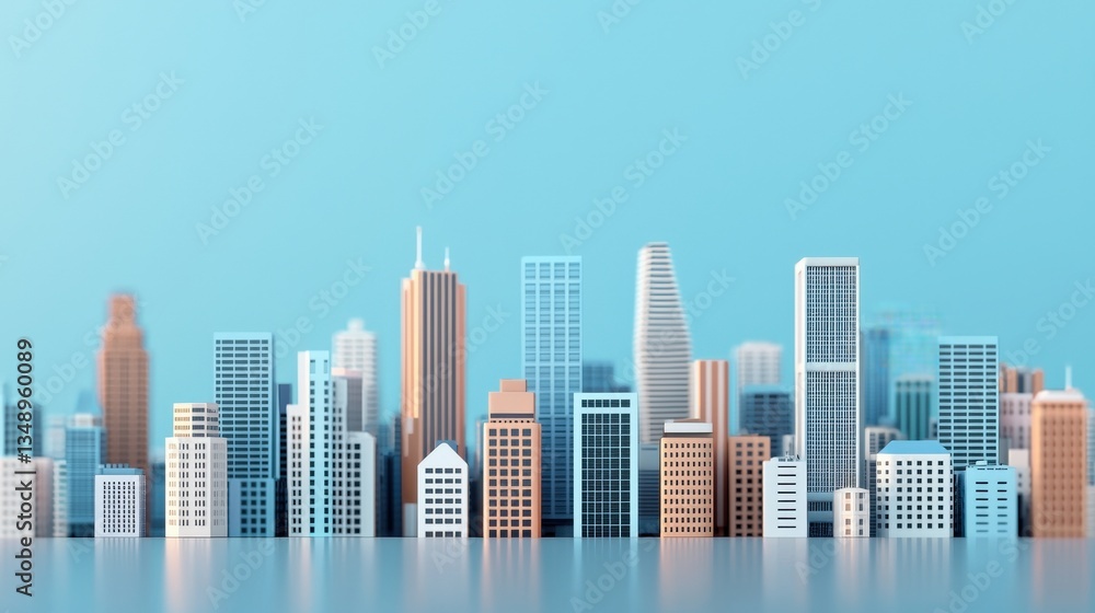 Fototapeta premium utility sustainability analysis concept. City skyline illustration against a blue background.