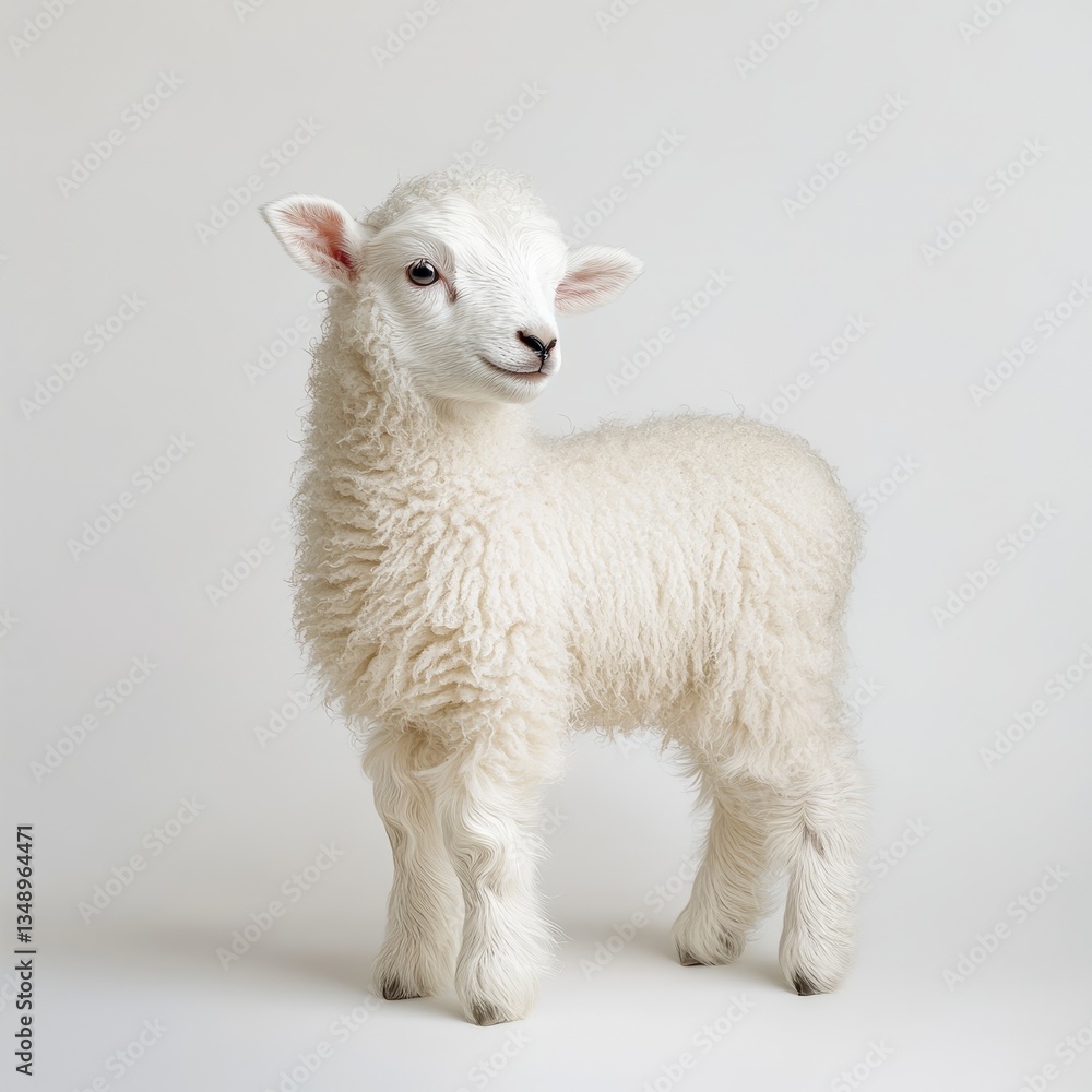 Fototapeta premium Animals Lamb Moment Gentle Fours Fluffy Placed Small