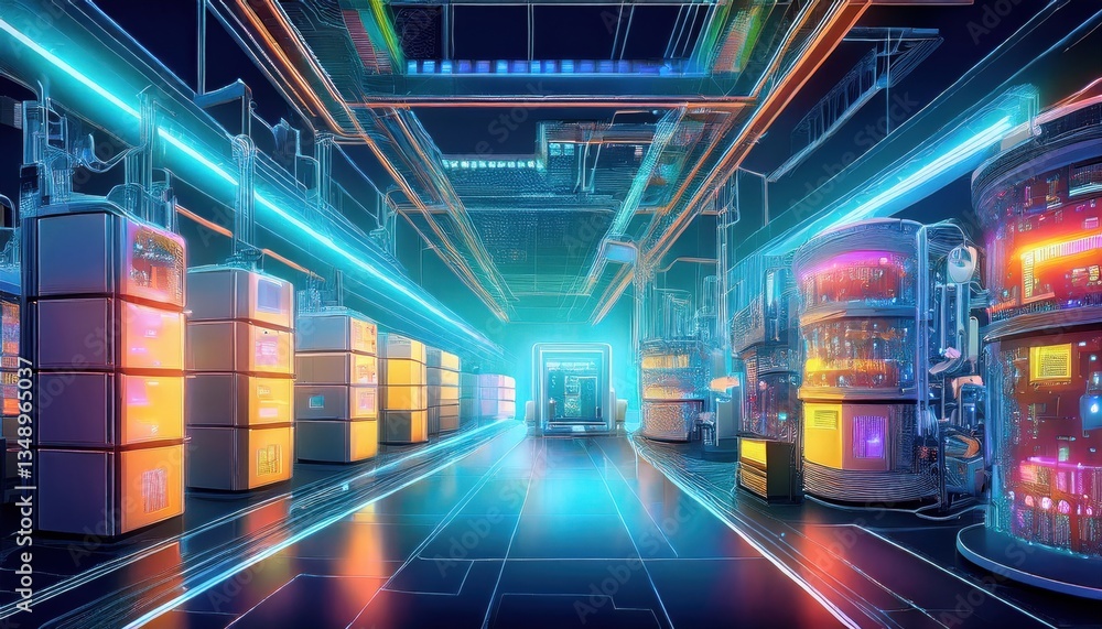 Fototapeta premium Discover a dynamic world of futuristic industrial automation with cutting edge robotics.