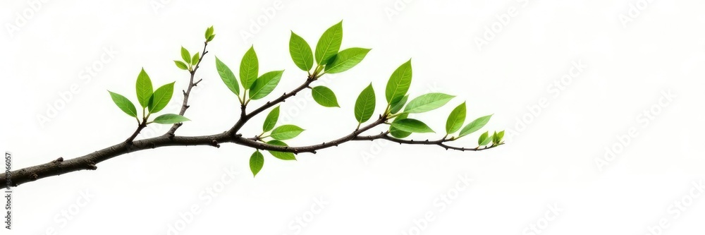 Isolated tree branch against white background, serenity, nature, solitude Isolated tree branch against white background, serenity, nature, solitude