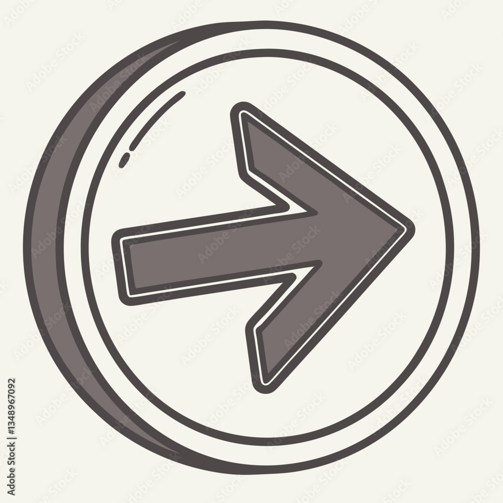 Vector illustration of a round arrow button indicating direction on a light background and copy space Vector illustration of a round arrow button indicating direction on a light background and copy space