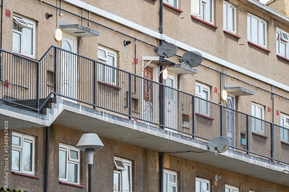 Obraz premium A block of concrete flats in Walthamstow, London