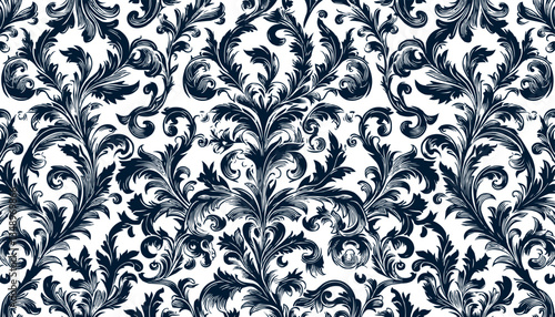 Elegant Baroque Floral Pattern, Luxurious Ornamental Vintage Design