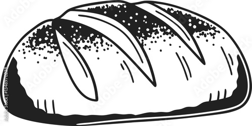 artistic sourdough bread illustration with organic texture and crusty design