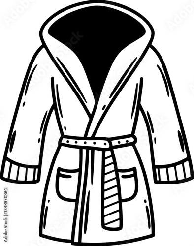 cozy bathrobe illustration, hand drawn sketch soft garment, comfortable homewear design for relaxing leisure time