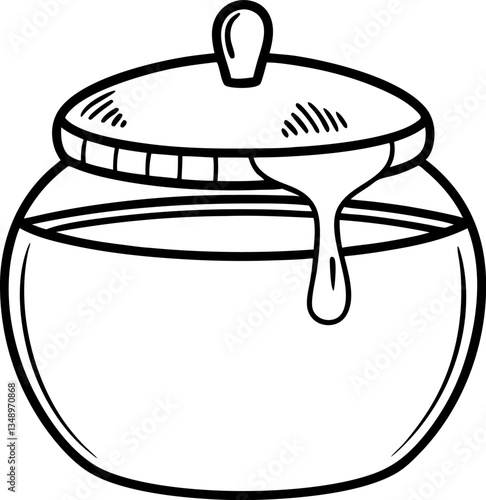 simple outline of honey pot with lid minimalist container design sketch