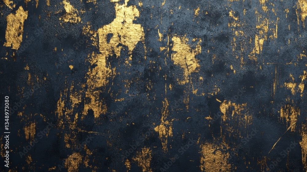 Intricate textured canvas featuring distressed golden motifs on a somber backdrop Intricate textured canvas featuring distressed golden motifs on a somber backdrop