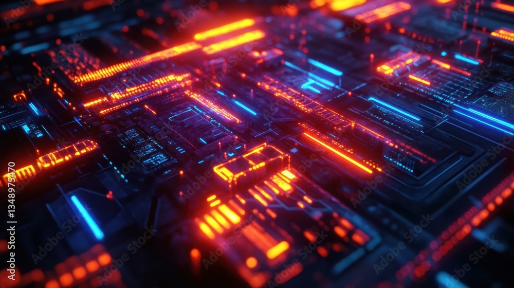 Obraz premium Cybernetic AI Consciousness Forming Cognitive Intelligence