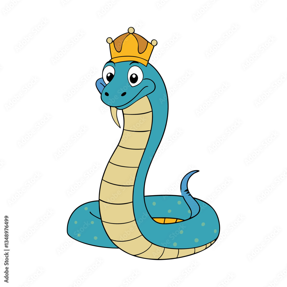 Fototapeta premium Cute King Cobra Cartoon Vector Illustration