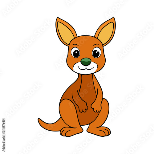 Cute Baby Kangaroo Cartoon Vector Illustration 