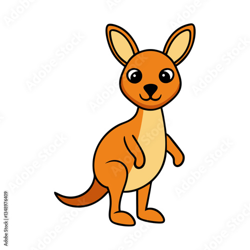 Cute Baby Kangaroo Cartoon Vector Illustration 