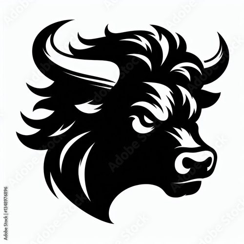 Wallpaper Mural Cow Silhouette in Bold Black and White Torontodigital.ca