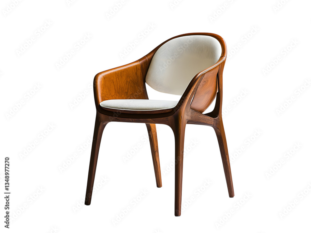 Elegant modern wooden chair with leather cushion