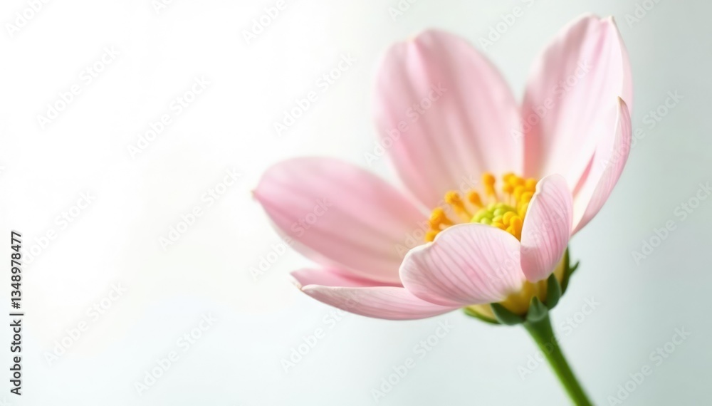 Fototapeta premium Delicate flower with intricate petals isolated on white background, gentle, peaceful