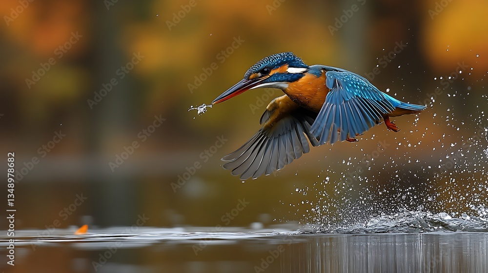 Kingfisher catching fish, water splash. Kingfisher catching fish, water splash.