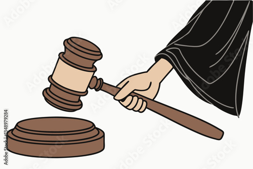 Judge's Wooden Gavel Striking Sound Block – Legal Decision & Justice Symbol.