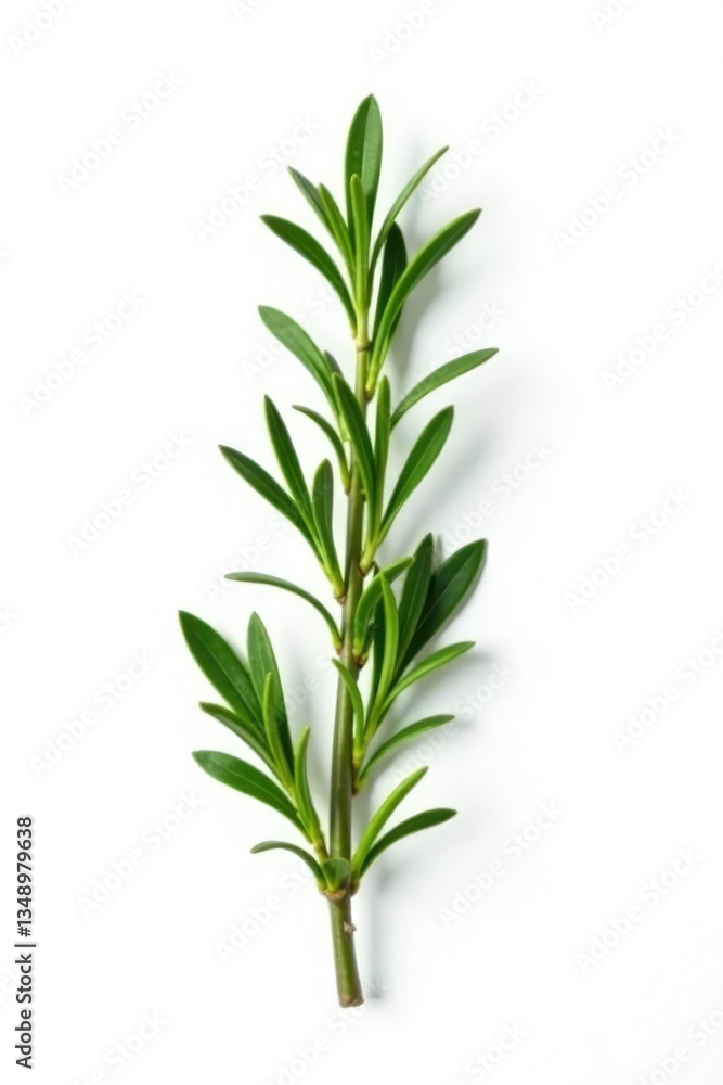 Isolated sprig of rosemary on white background, cooking, evergreen Isolated sprig of rosemary on white background, cooking, evergreen