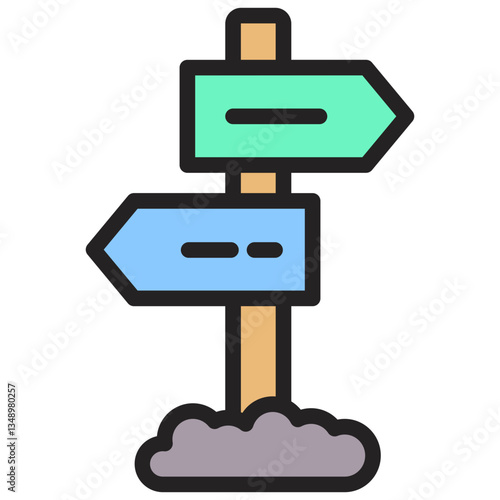 Direction Flat Outline Icon