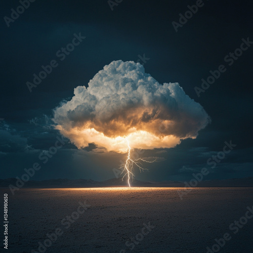 Wallpaper Mural A beautiful cloud is floating close to the ground in the middle of nowhere. We see lightning inside the cloud. Torontodigital.ca