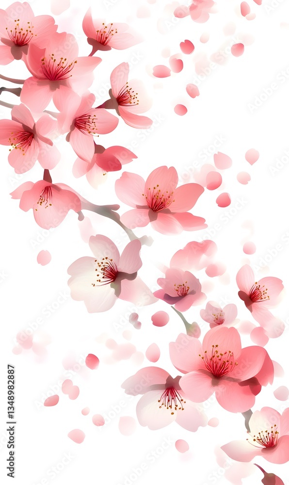 Light pink simple illustration of the flower petal , Generative AI Light pink simple illustration of the flower petal , Generative AI