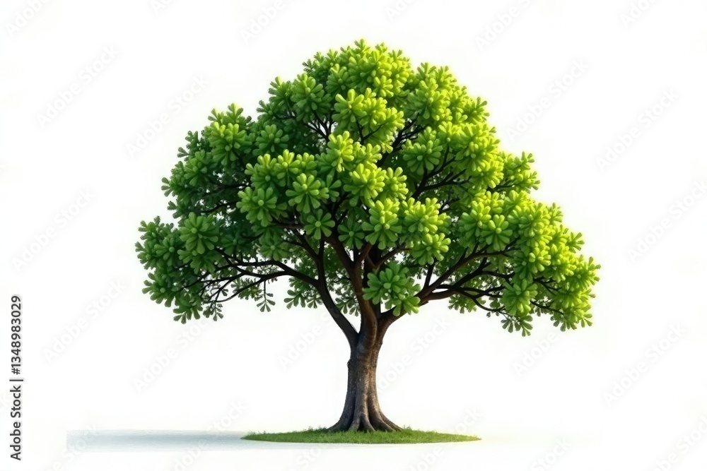 Tree in isolation against a clean white background, calm, solitary Tree in isolation against a clean white background, calm, solitary
