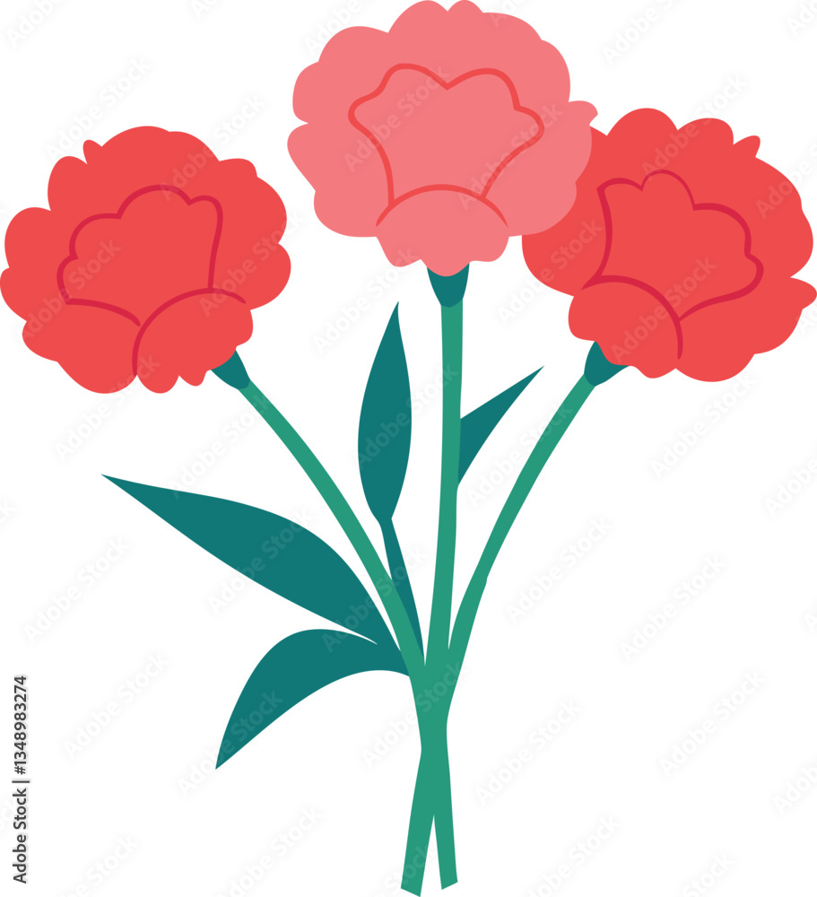 Obraz premium A flower bouquet with three red flowers