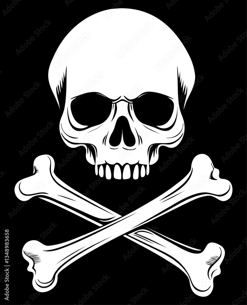 Jolly roger skull and crossbones pirate sign. Generative AI
