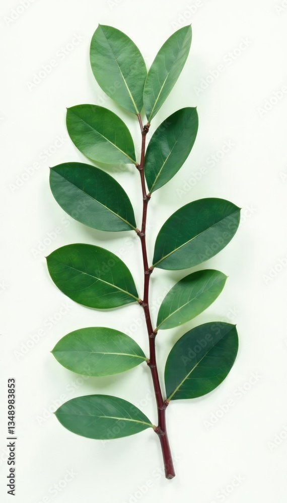 Eucalyptus branch isolated on white paper with leaves, branch, green Eucalyptus branch isolated on white paper with leaves, branch, green
