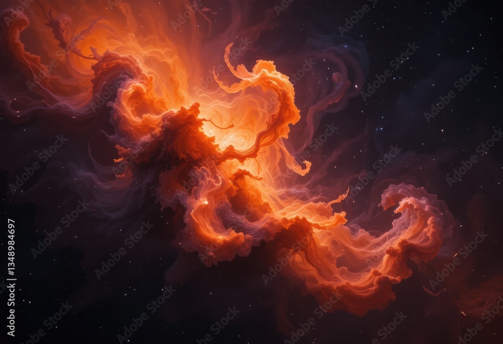 Fiery Cosmic Nebula Abstract Space Art Digital Painting Orange Red Fire Stars Smoke Power Galaxy Fiery Cosmic Nebula Abstract Space Art Digital Painting Orange Red Fire Stars Smoke Power Galaxy