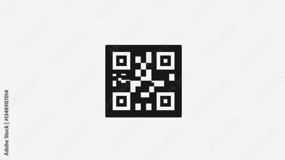 Stylized QR code icon on white background with copy space Stylized QR code icon on white background with copy space