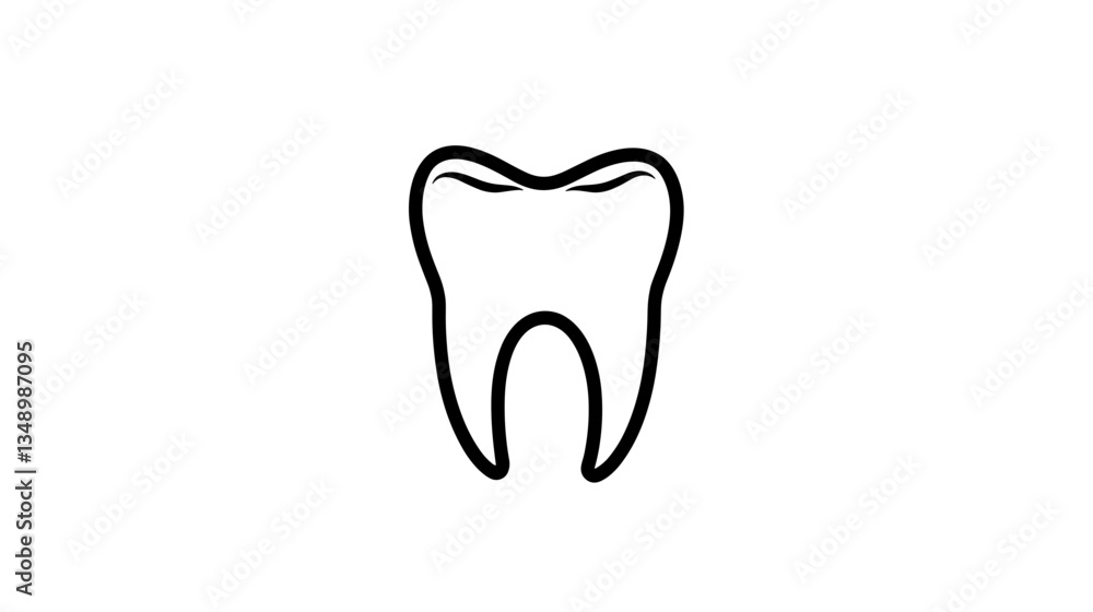 Outline tooth icon on white background with copy space Outline tooth icon on white background with copy space