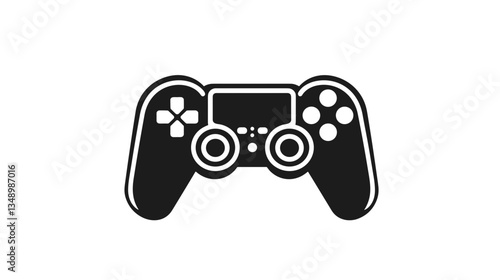 Stylized game controller icon on white background with copy space