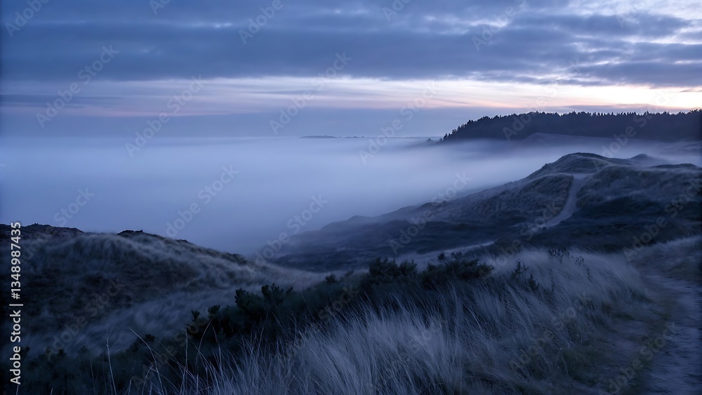 Fototapeta premium Misty Coastal Landscape at Dawn