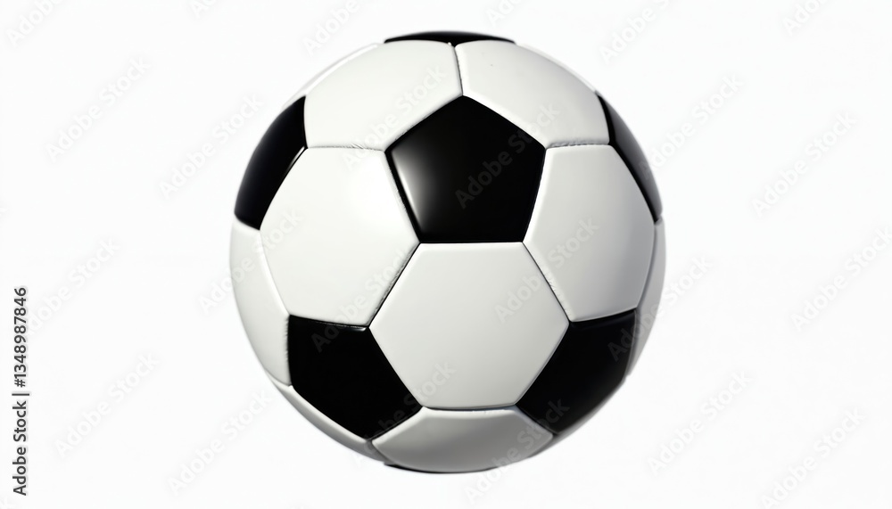 Obraz premium Soccer ball isolated on white background. Football sports equipment with black and white pentagonal panels. Sports game competition concept. Classic soccer ball for competition.