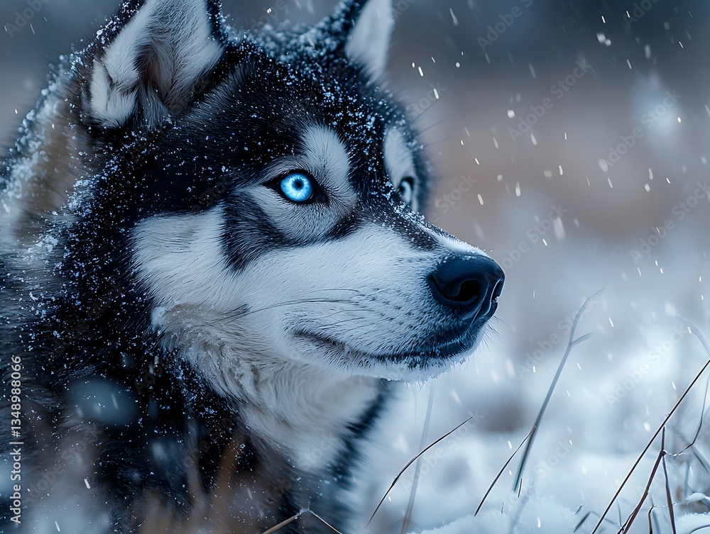 Majestic Siberian Husky in the Snowy Wilderness Majestic Siberian Husky in the Snowy Wilderness