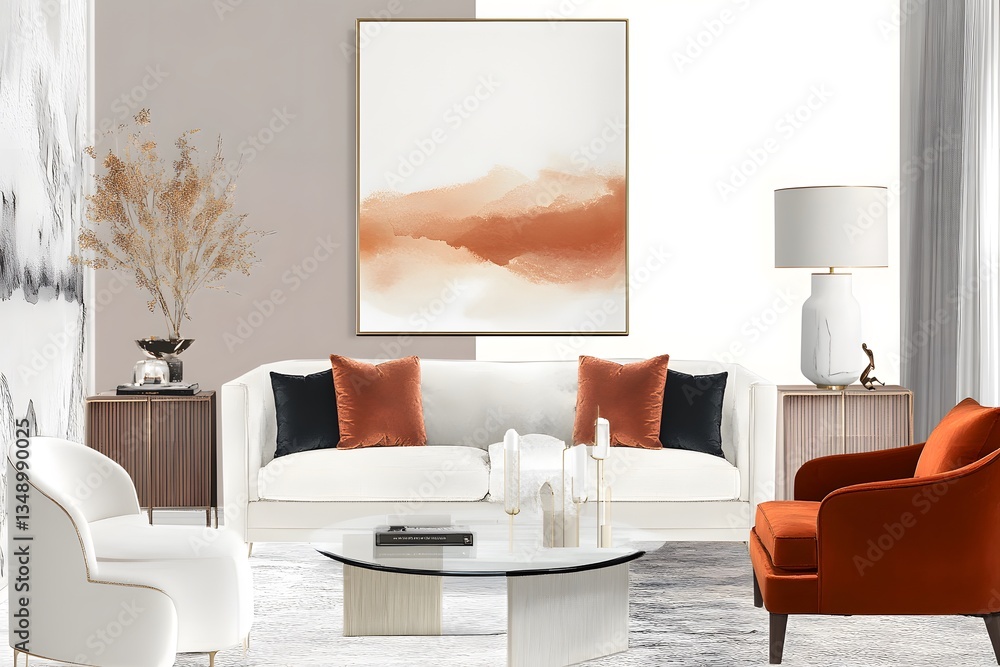 a modern living room interior , Generative AI a modern living room interior , Generative AI