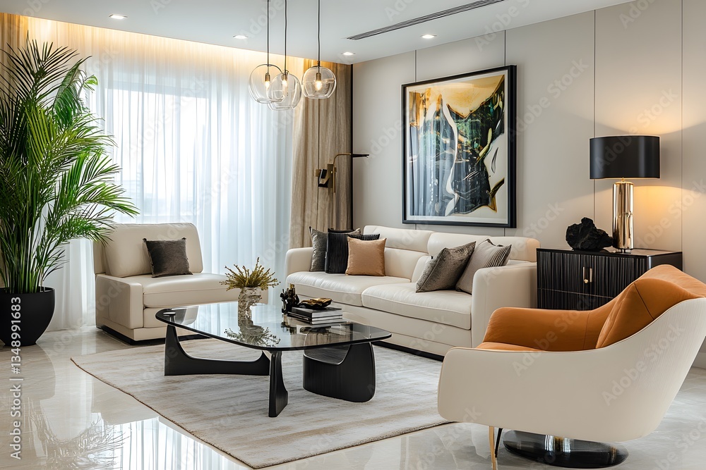 Fototapeta premium a modern living room interior , Generative AI 