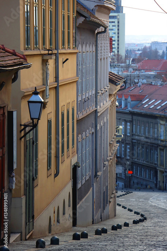 Obraz na płótnie Colorful historic buildings in central Zagreb, Croatia. w salonie