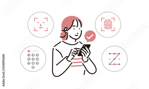 スマホでパスキー認証をする女性